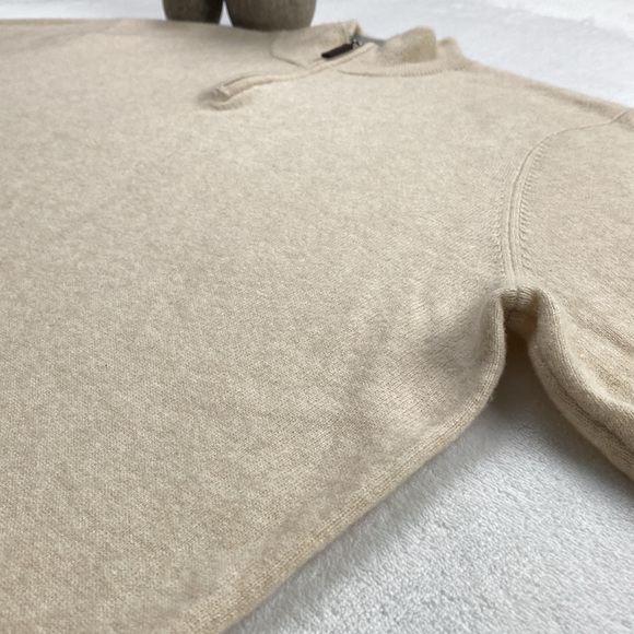 Club Room Estate Cashmere Mock Neck LS Quarter Zip Pullover Sweater (Ivory) - Picture 4 of 16